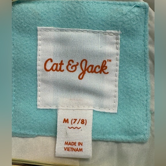 Cat & Jack Girls Heavy Pea Coat Removable Fur Trim Mint Green Size 7/8 - Picture 7 of 11